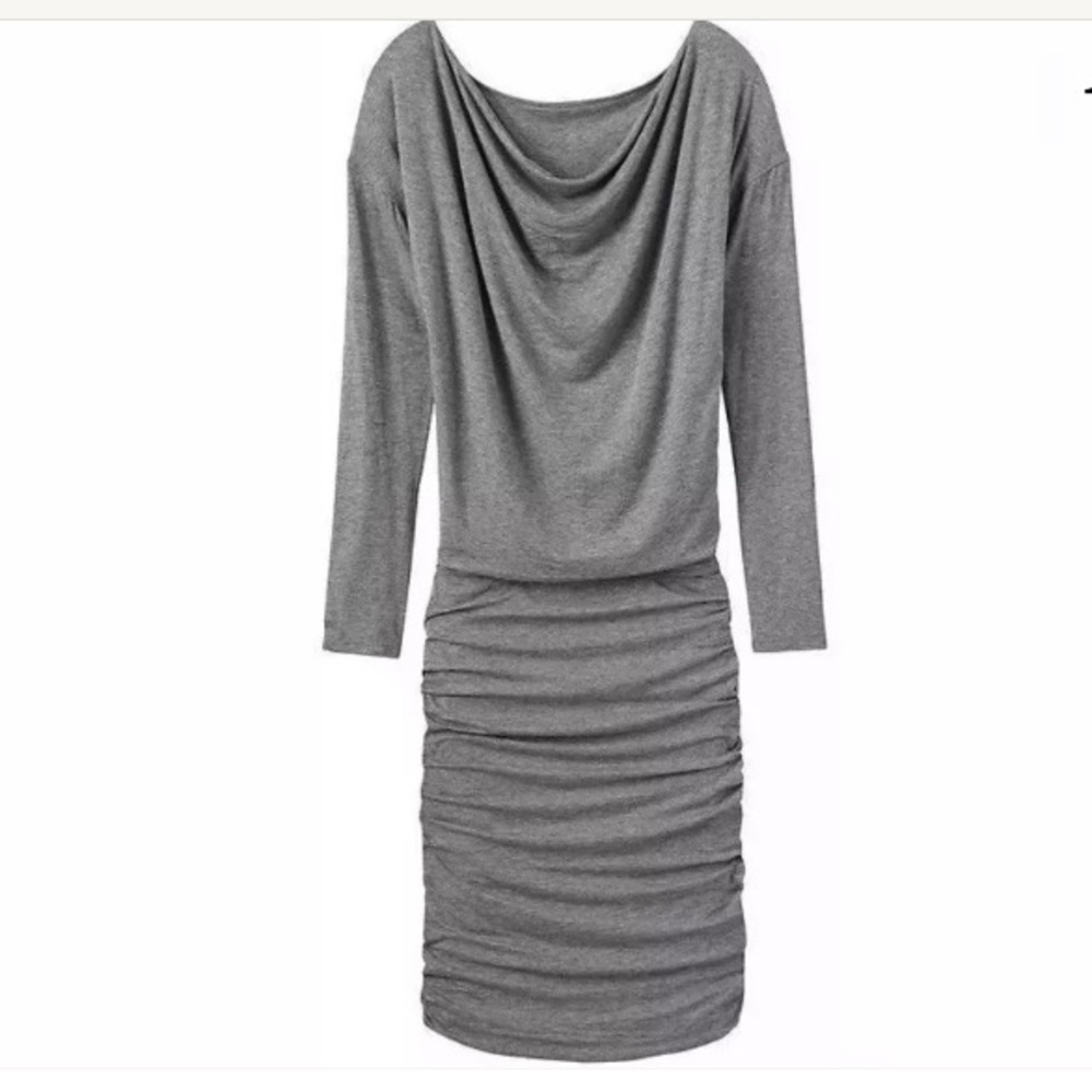 Athleta Soft Grey Heathered Long Sleeve Dress